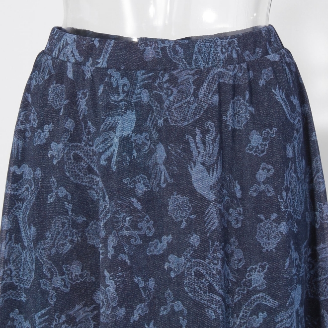【COMING SOON】Dragon discharge dyed denim print スカート 詳細画像 ネイビー 8