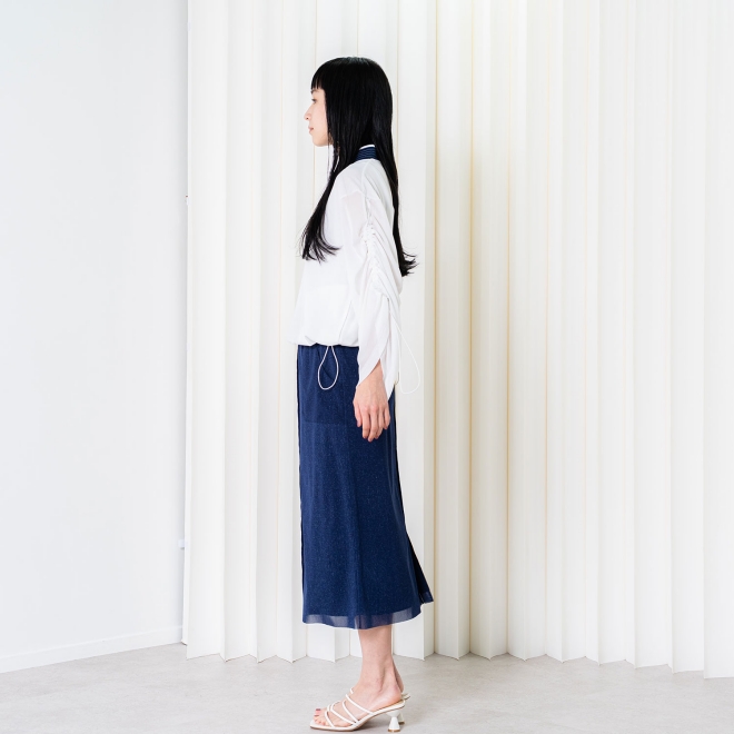【COMING SOON】Sheer denim スカート 詳細画像 ネイビー(75) 2