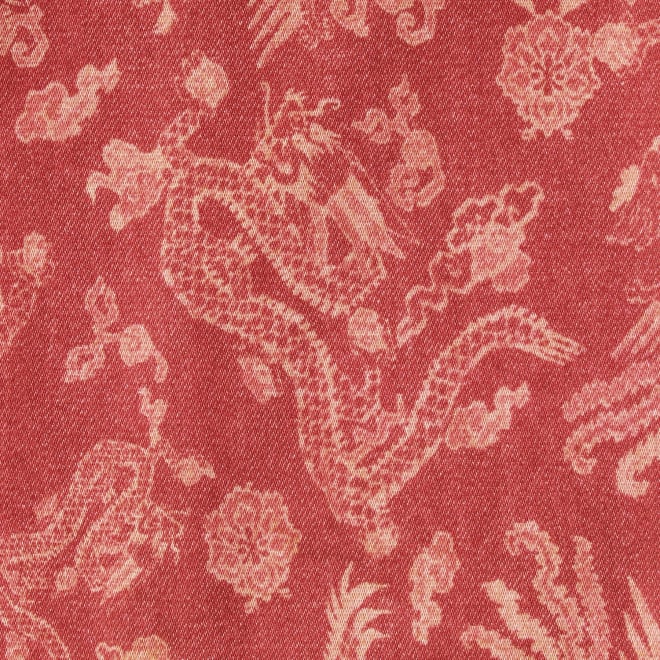 【COMING SOON】Dragon discharge dyed denim print ドレス 詳細画像 赤系マルチ 2