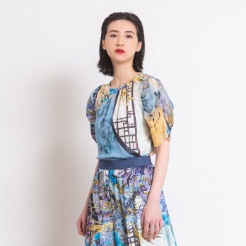 【COMING SOON】Lattice print net ブラウス