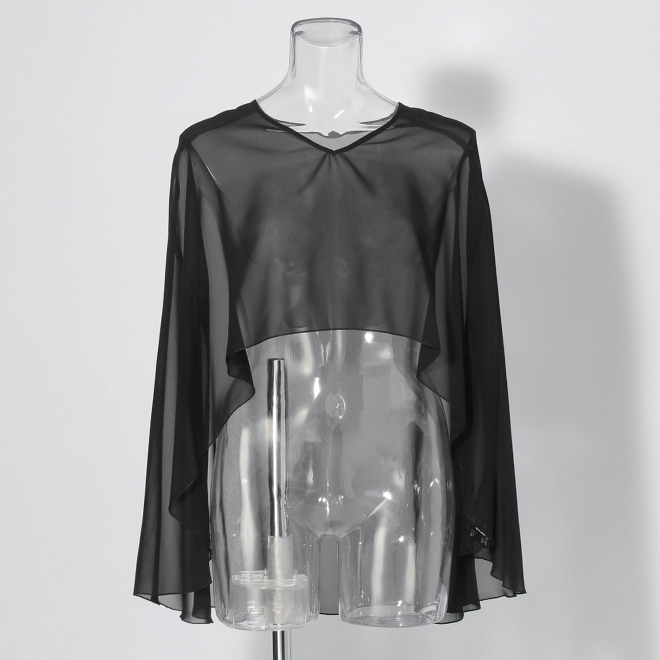【COMING SOON】Solid chiffon blouse 詳細画像 ブラック 1