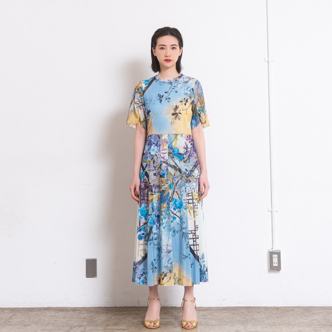 【COMING SOON】Lattice print net ドレス