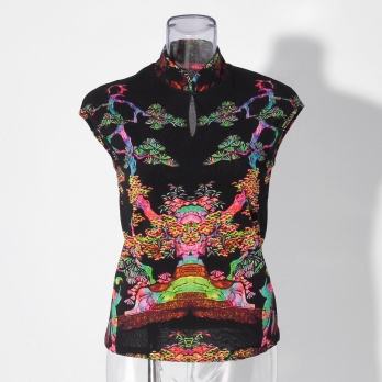 【COMING SOON】Bonsai pearl Inlaid print net ブラウス 詳細画像