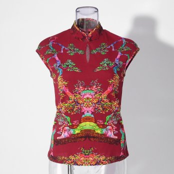 【COMING SOON】Bonsai pearl Inlaid print net ブラウス 詳細画像