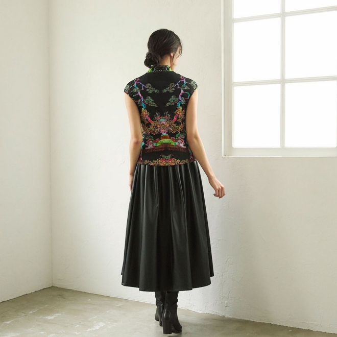 【COMING SOON】Bonsai pearl Inlaid print net ブラウス 詳細画像 黒系マルチ 3