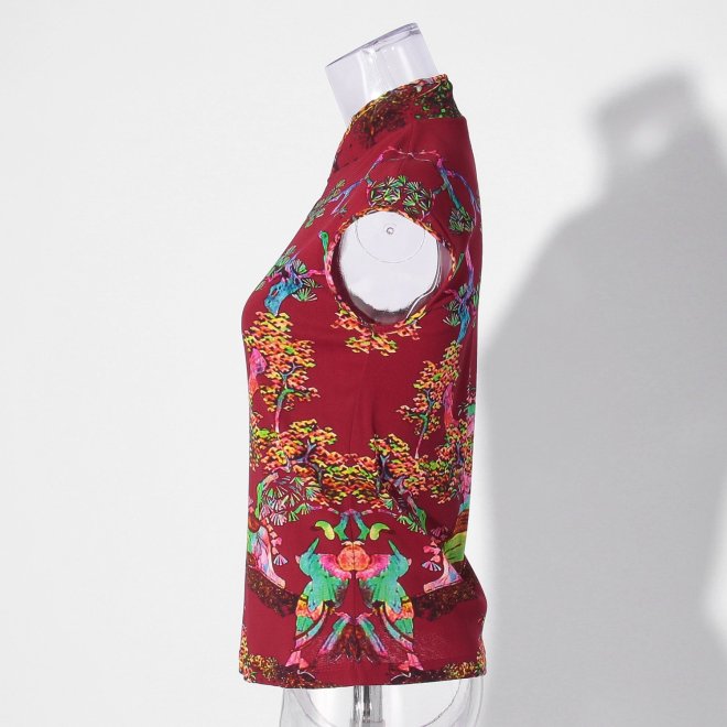 【COMING SOON】Bonsai pearl Inlaid print net ブラウス 詳細画像 赤系マルチ 2