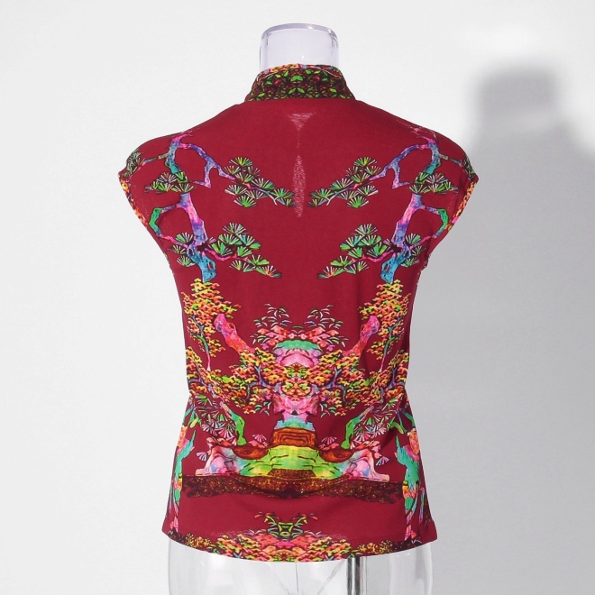 【COMING SOON】Bonsai pearl Inlaid print net ブラウス 詳細画像 赤系マルチ 3