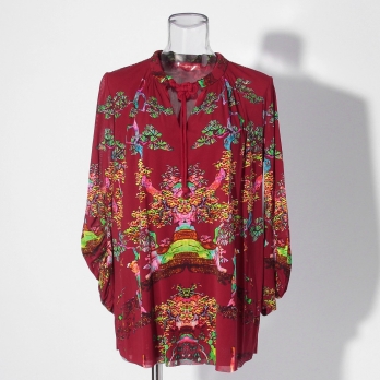 【COMING SOON】Bonsai pearl Inlaid print net ブラウス 詳細画像