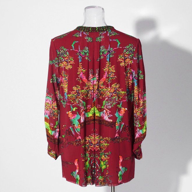 【COMING SOON】Bonsai pearl Inlaid print net ブラウス 詳細画像 赤系マルチ 3