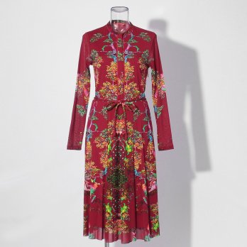 【COMING SOON】Bonsai pearl Inlaid print net ドレス