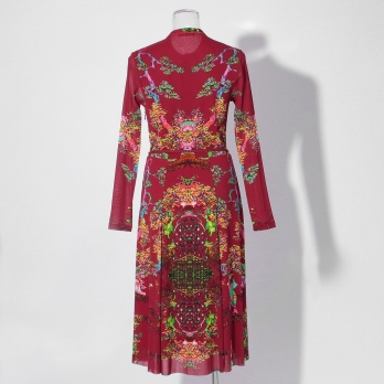 【COMING SOON】Bonsai pearl Inlaid print net ドレス 詳細画像