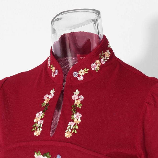 【COMING SOON】Multi flower embroidery on stretch net ブラウス 詳細画像 赤系マルチ 4