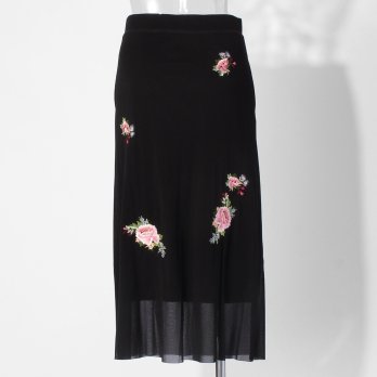【COMING SOON】Multi flower embroidery on stretch net スカート 詳細画像