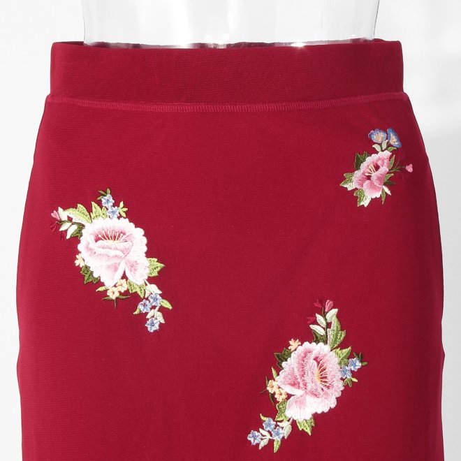 【COMING SOON】Multi flower embroidery on stretch net スカート 詳細画像 赤系マルチ 4