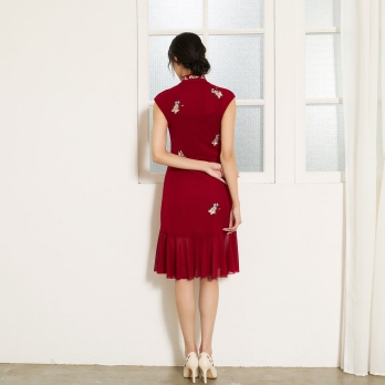 【COMING SOON】Multi flower embroidery on stretch net ドレス 詳細画像