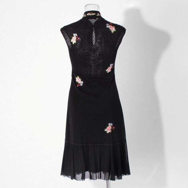【COMING SOON】Multi flower embroidery on stretch net ドレス 詳細画像 黒系マルチ 2