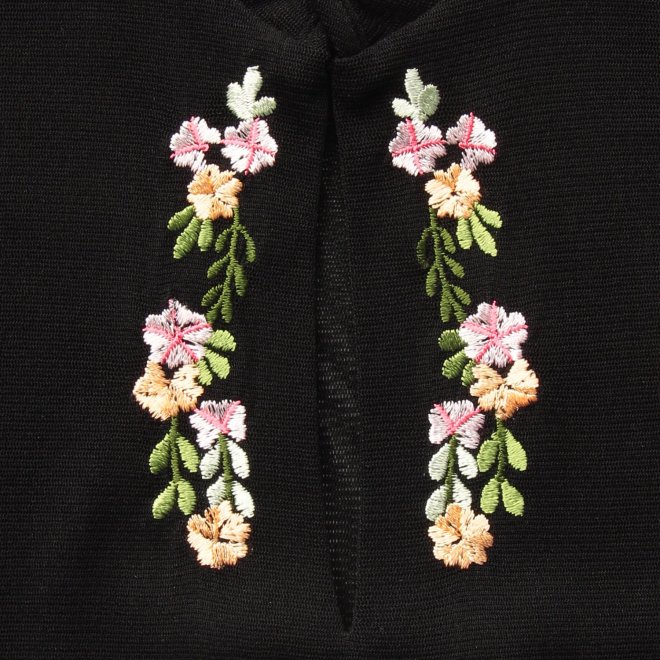 【COMING SOON】Multi flower embroidery on stretch net ドレス 詳細画像 黒系マルチ 3