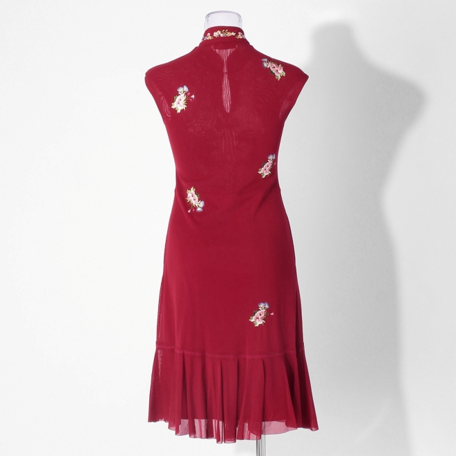 【COMING SOON】Multi flower embroidery on stretch net ドレス 詳細画像 赤系マルチ 7