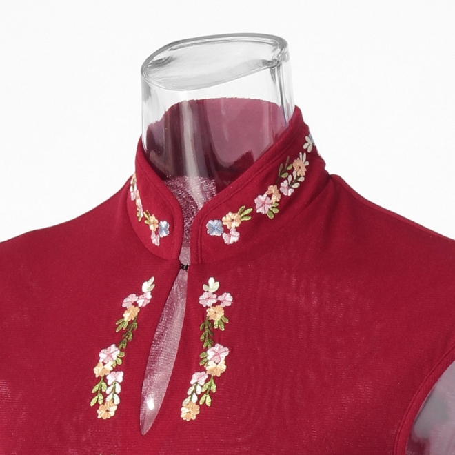 【COMING SOON】Multi flower embroidery on stretch net ドレス 詳細画像 赤系マルチ 8