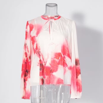 【COMING SOON】Faded cherry blossom print net ブラウス