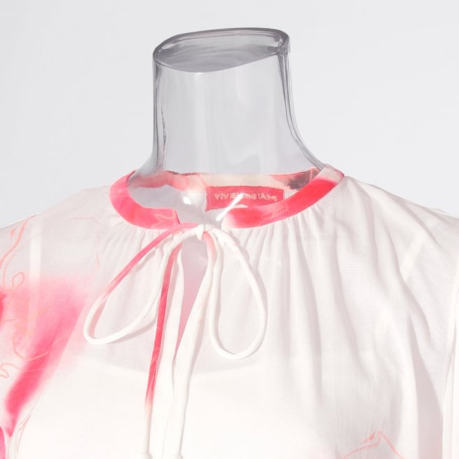 【COMING SOON】Faded cherry blossom print net ブラウス 詳細画像 赤系マルチ 4