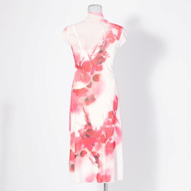 【COMING SOON】Faded cherry blossom print net ドレス 詳細画像 赤系マルチ 3