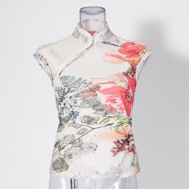 【COMING SOON】Dali marble flower print net ブラウス