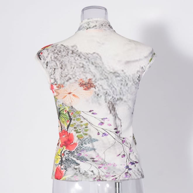 【COMING SOON】Dali marble flower print net ブラウス 詳細画像 白系マルチ 3