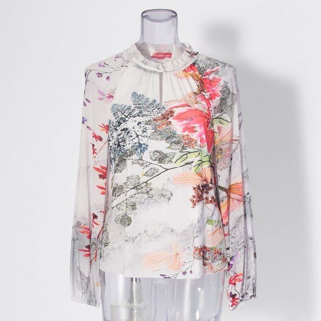 【COMING SOON】Dali marble flower print net ブラウス 詳細画像 白系マルチ 1