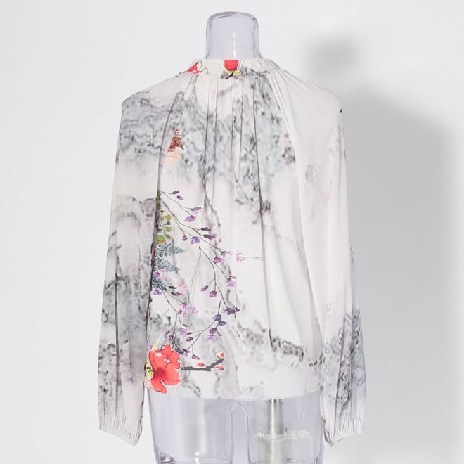 【COMING SOON】Dali marble flower print net ブラウス 詳細画像 白系マルチ 3
