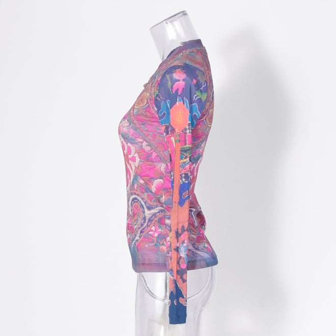 【COMING SOON】Baby carrier print net ブラウス 詳細画像 ブルー系マルチ 2