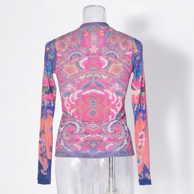 【COMING SOON】Baby carrier print net ブラウス 詳細画像 ブルー系マルチ 3