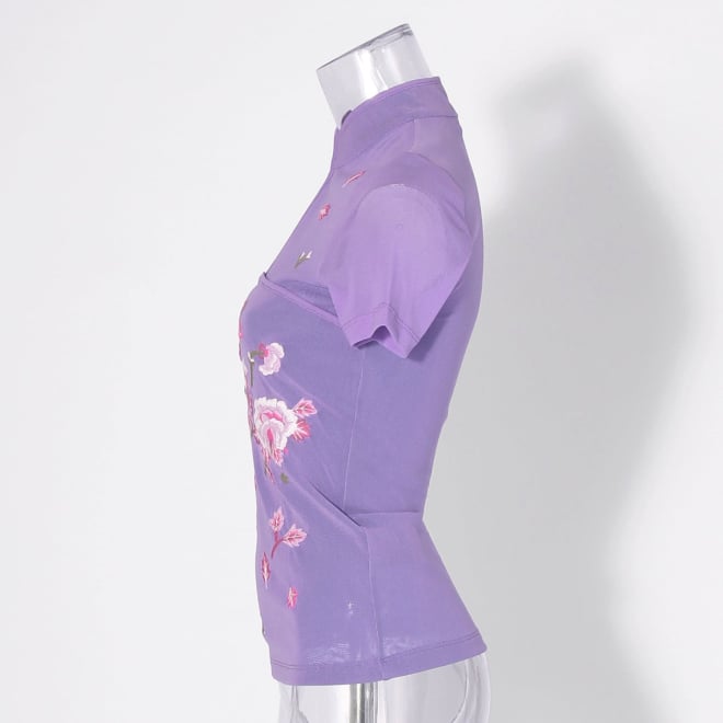 【COMING SOON】Yunnan flower embroidery with net ブラウス 詳細画像 パープル 2