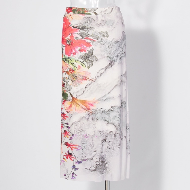 Dali marble flower print net スカート 詳細画像 白系マルチ 7