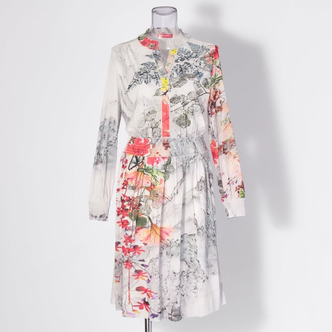 【COMING SOON】Dali marble flower print net ドレス 詳細画像 白系マルチ 1