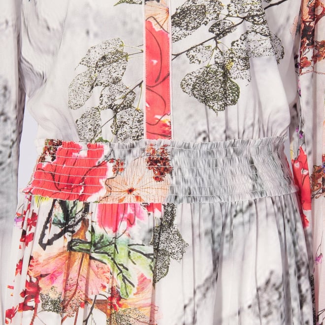 【COMING SOON】Dali marble flower print net ドレス 詳細画像 白系マルチ 5