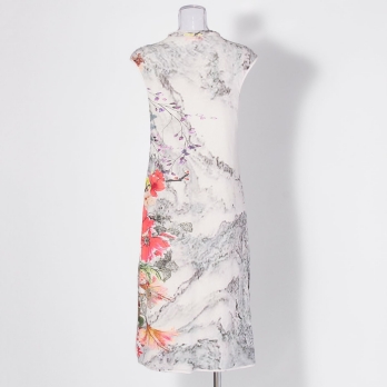 Dali marble flower print net ドレス 詳細画像