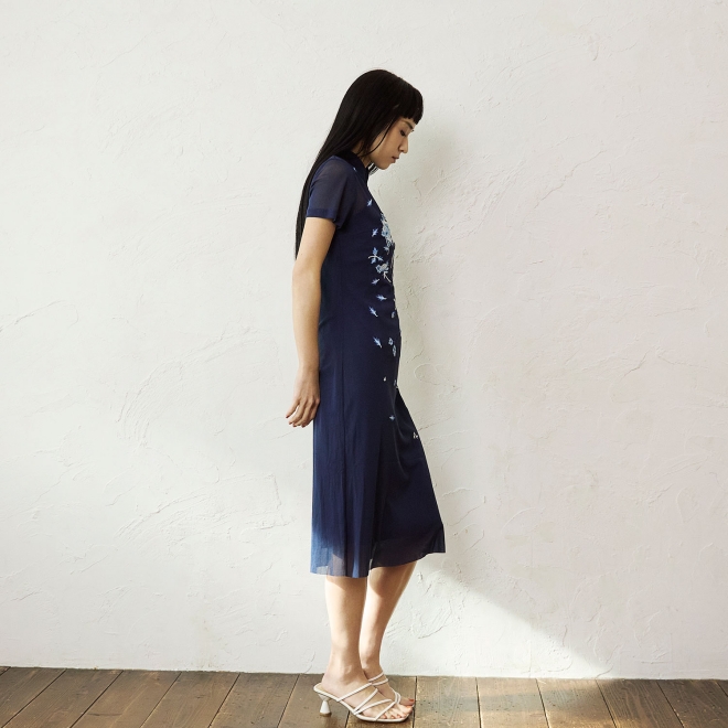 Yunnan flower embroidery with net ドレス 詳細画像 ネイビー 4