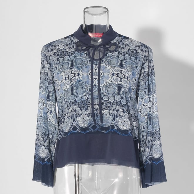 【COMING SOON】Miao circle print on net ブラウス