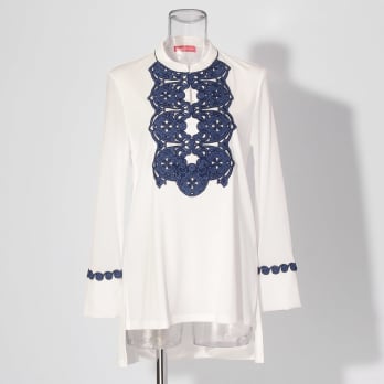 【COMING SOON】Solid net w/miao circle lace ブラウス