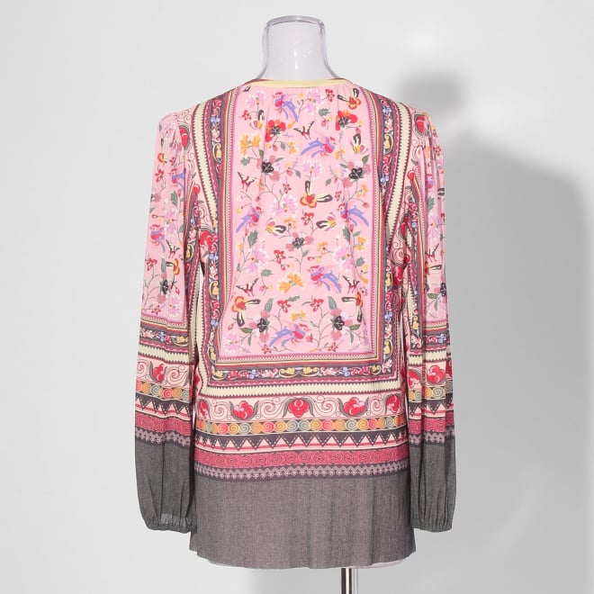 【COMING SOON】Yunnan carpet print on net ブラウス 詳細画像 ピンク系マルチ 3