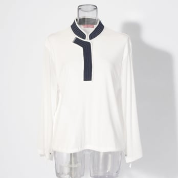 【COMING SOON】Solid net w/stitching details ブラウス