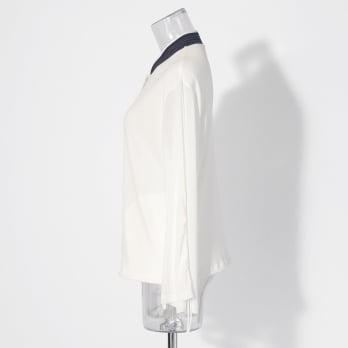 Solid net w/stitching details ブラウス 詳細画像