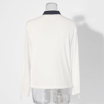 Solid net w/stitching details ブラウス 詳細画像