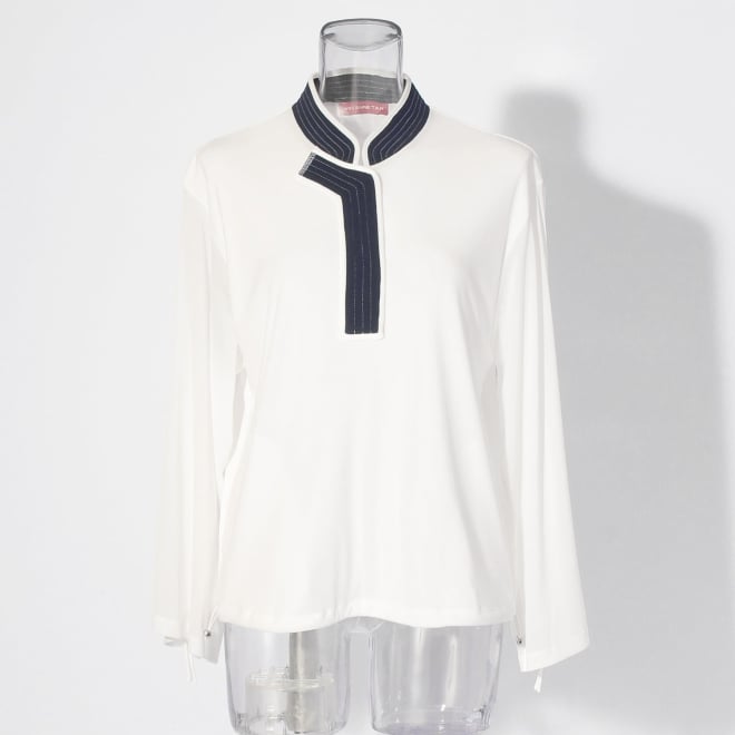 【COMING SOON】Solid net w/stitching details ブラウス