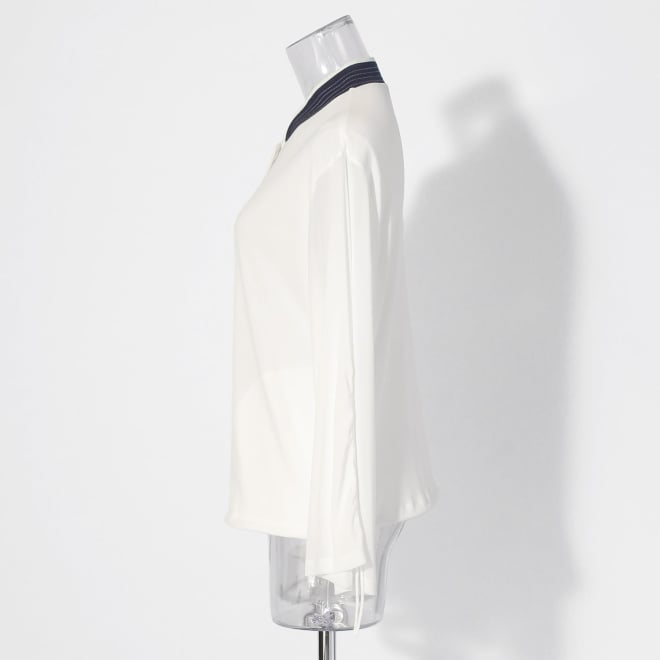 Solid net w/stitching details ブラウス 詳細画像 ホワイト 2