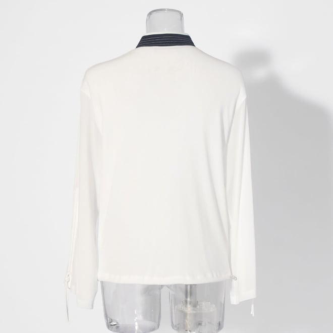 Solid net w/stitching details ブラウス 詳細画像 ホワイト 3