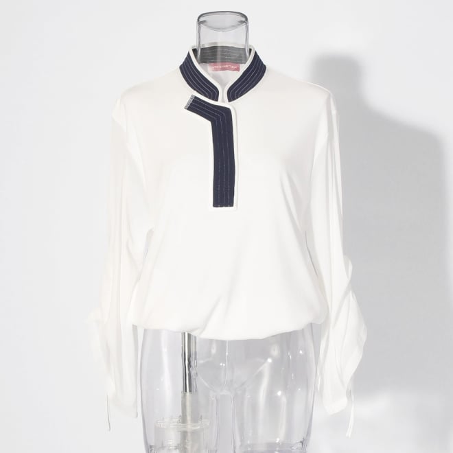 Solid net w/stitching details ブラウス 詳細画像 ホワイト 4