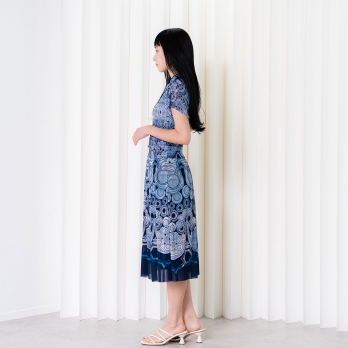 Miao circle print on net ドレス 詳細画像