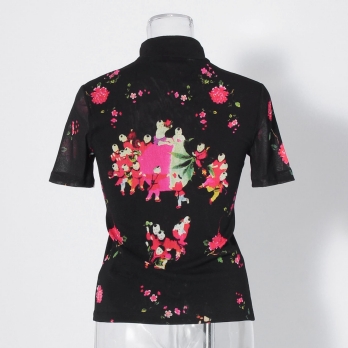 【COMING SOON】Peach baby print on stretch netting ブラウス 詳細画像